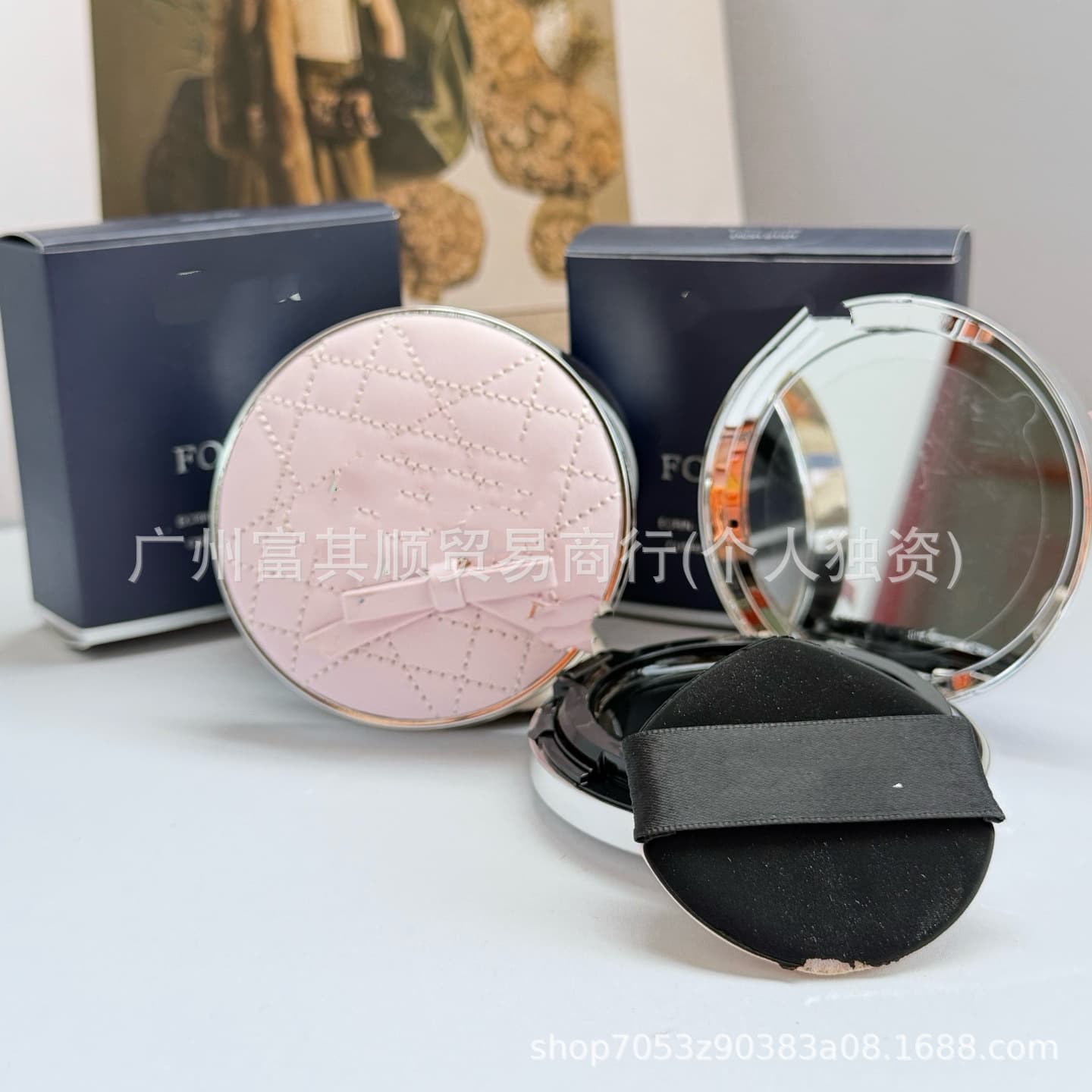 Cross-border Beauty New Hot Pink Bow Cushion Foundation 12g Full Size 2 Shades Available ON Ivory White 1N Natural
