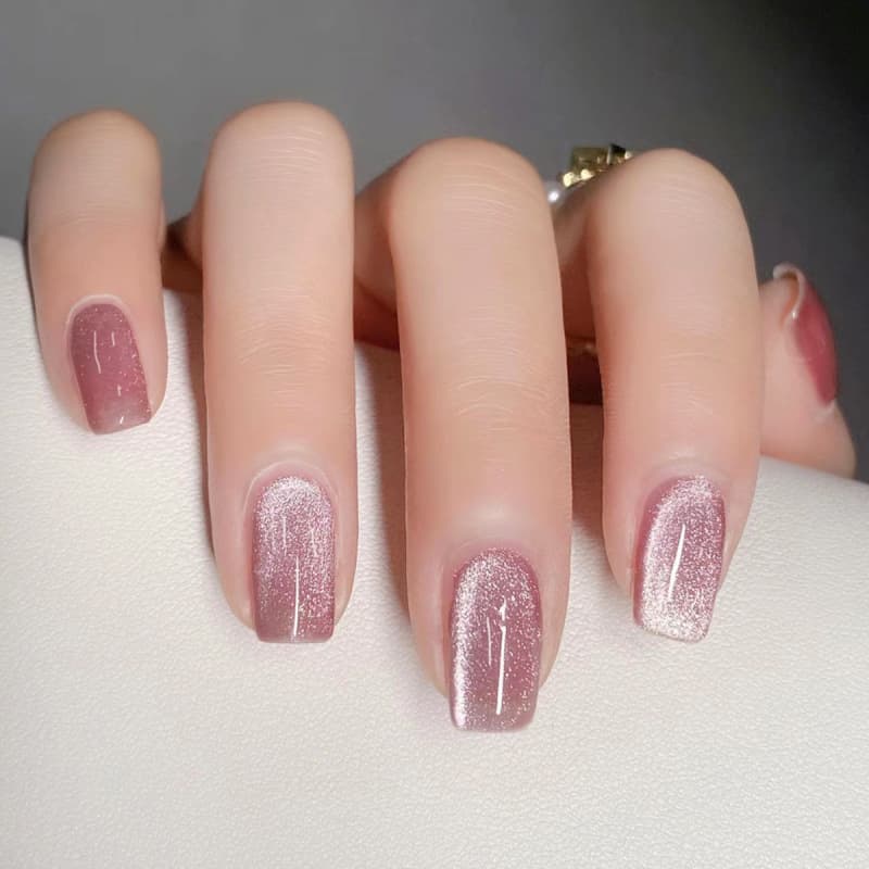 Factory wholesale popular red cat eye wearable manicure 24 pieces false nails finished products