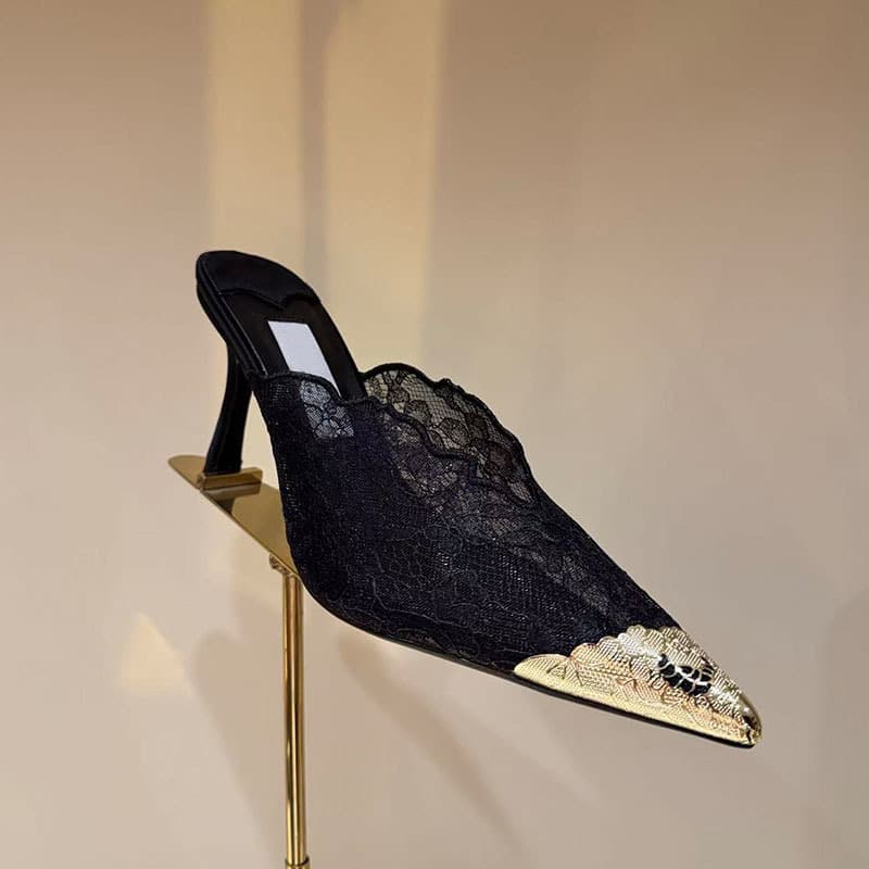 [Pre-sale] Stiletto Heel Sandals for Women, Rhinestone Buckle High Heels, Lace One-Strap New Style, Sexy Pointed Toe, Summer 2026