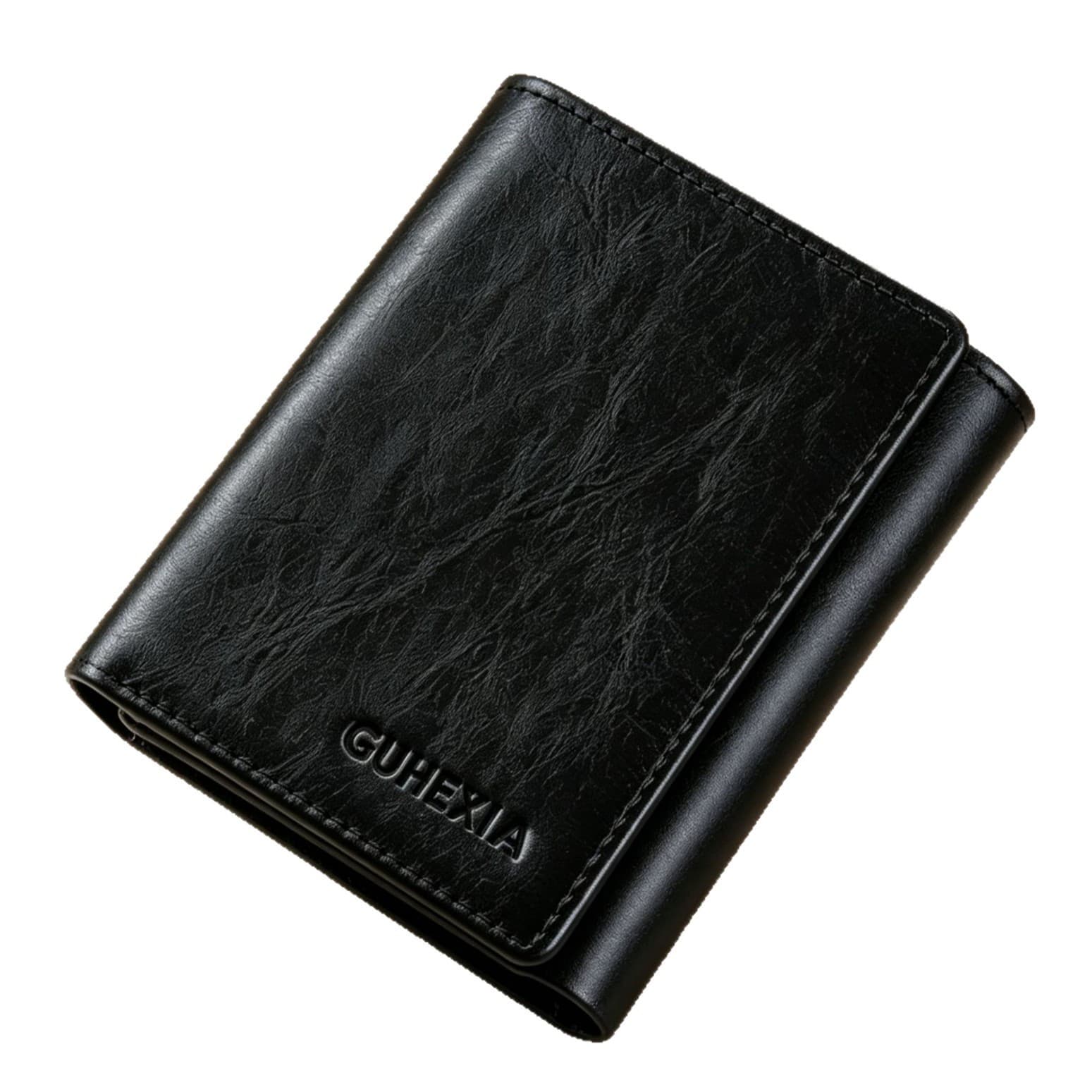 Top-Grain Leather Vintage Wallet, Cross-Border Hot Seller Tri-Fold RFID Blocking Wallet for Men, Genuine Leather Multi-Slot Large Bill Compartment