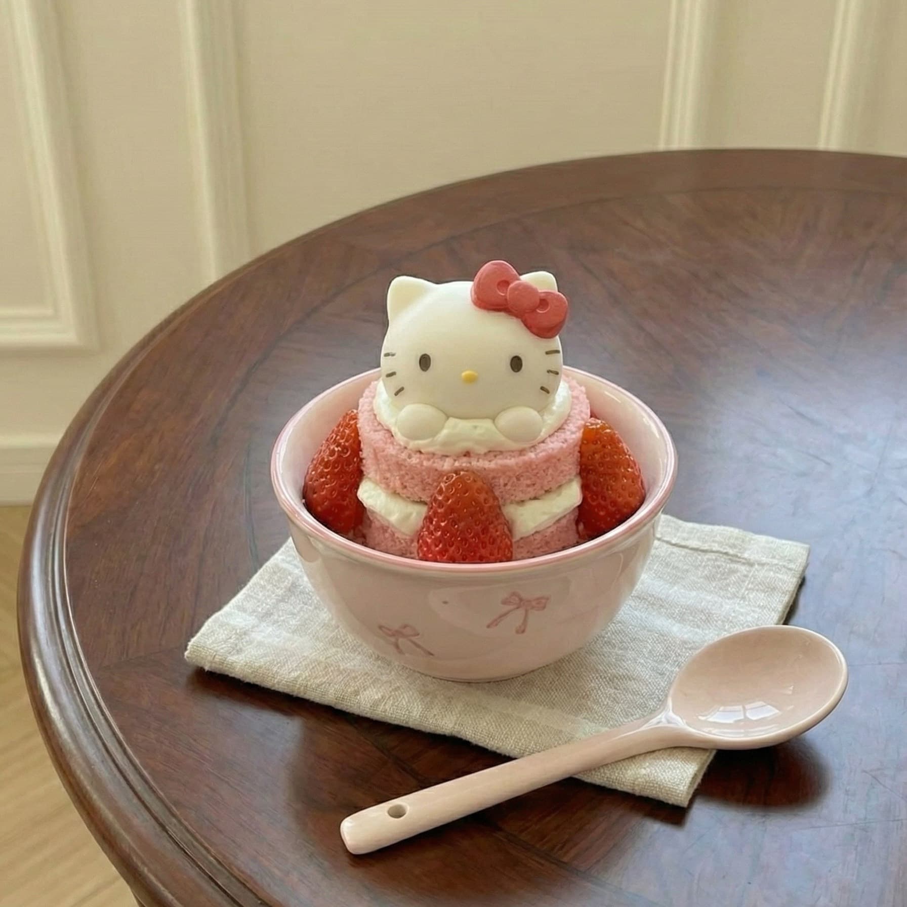 Trendy Christmas 2026 New Hello Kitty Strawberry Bowl Cake Decoration Dessert Bowl Women's Birthday Gift