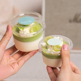 Ice Cream Cup with Lid, Universal Coconut Milk Yogurt Mousse Cup, Jelly Pudding Custard Cake Baking Packaging Box