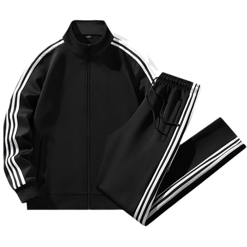 S-6X Spring/Autumn Casual Set Men's Three-Stripe Sportswear Men's Sports Jacket and Pants Custom Two-Piece Set