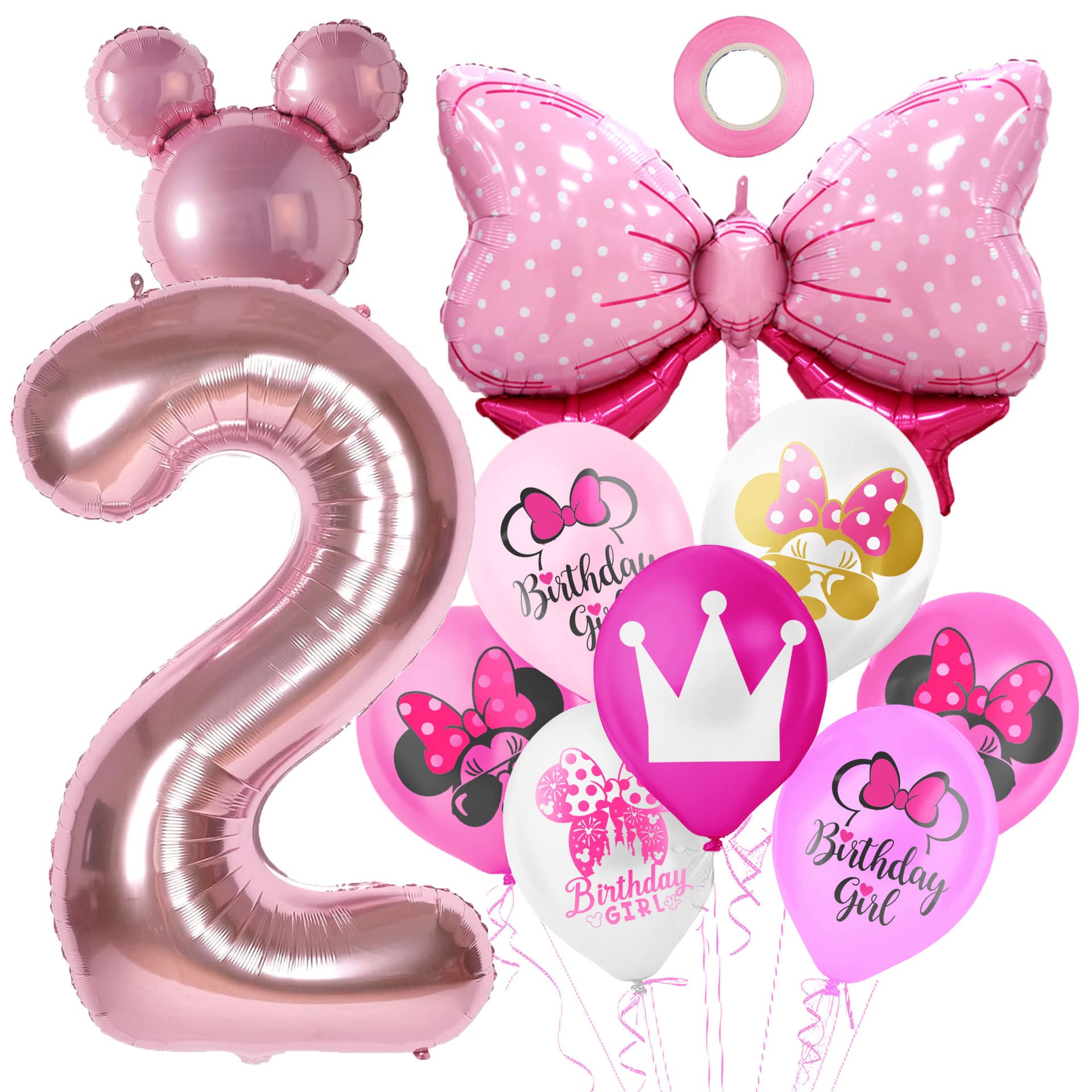 Cartoon Minnie themed latex balloon Mickey Mouse bow aluminum film balloon baby first birthday decoration set