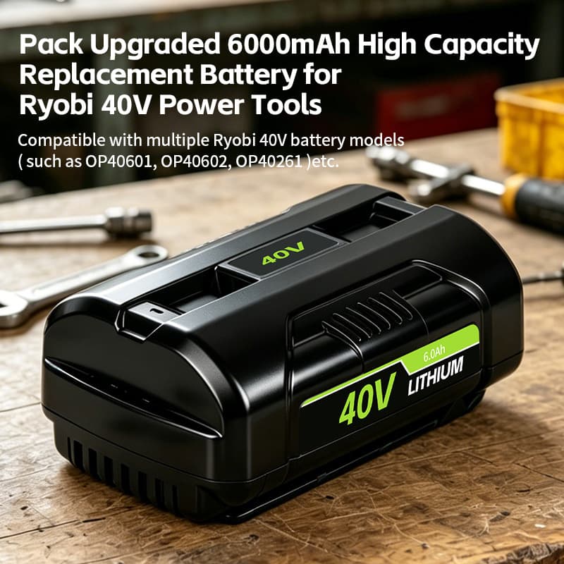 Compatible with Ryobi OP4050, Ryobi lawn mower, electric chainsaw, storm blower, power tools, lithium battery 40V
