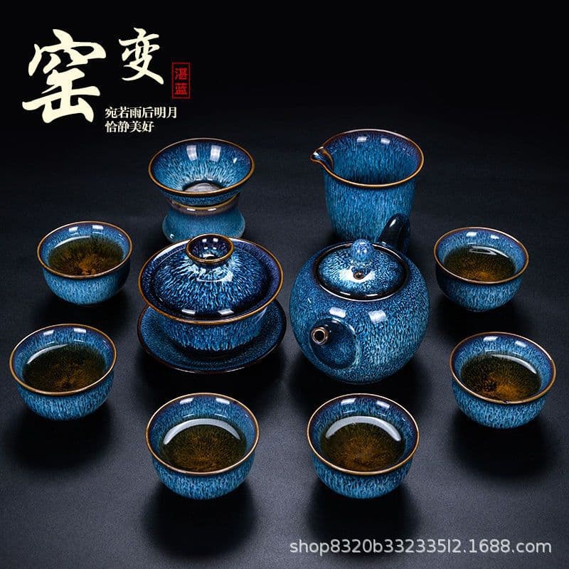 High-end Jian Zhan Tea Cup Kung Fu Tea Set Complete Ceramic Home Use Gongfu Teapot Small Set Office Reception
