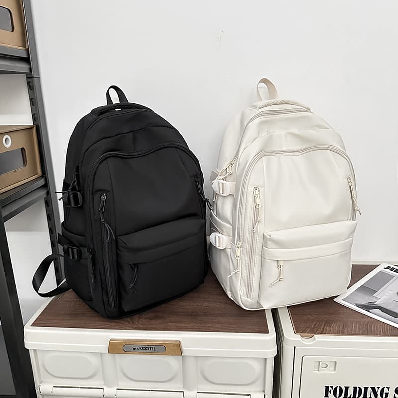 Wholesale Custom Logo Student Backpack lululemon Bag Campus Style Solid Color Simple Large Capacity Backpack
