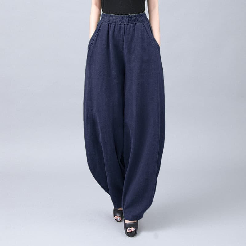 Retro Chinese Style Summer New Imitation Cotton and Linen Women's Casual Loose Tai Chi Pants Harem Pants Bloomers Design Women
