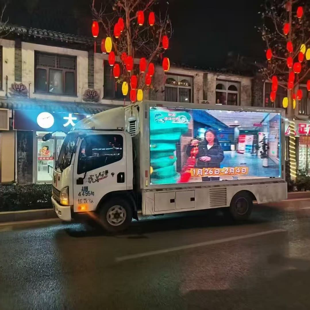 Export model medium-sized blue license plate sales trucks, promotional advertising vehicles, solar-powered mobile gourmet snack trucks.