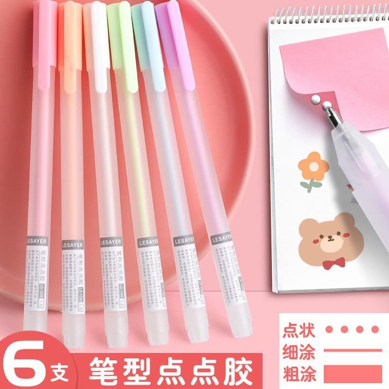Dot Glue Pen Journal Accessory Tool - Small Spatula in Macaron Colors (Pink, Blue, Purple), Cute Paper-friendly Design, Practical and Hand-safe