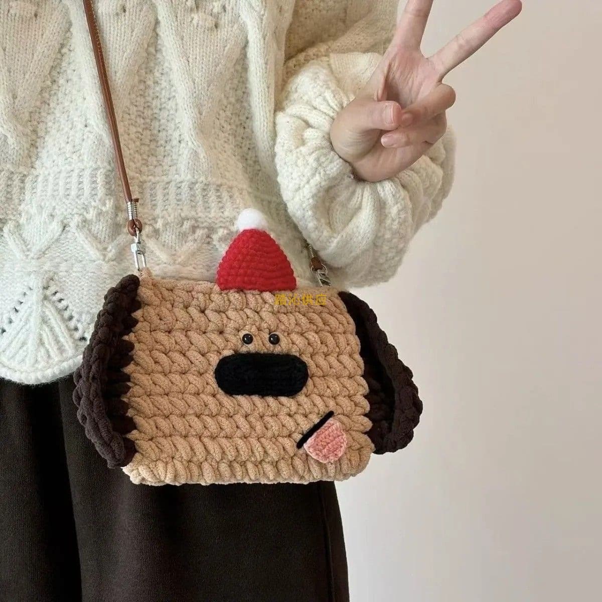 Yarn Knitted Cell Phone Bag DIY Ice Yarn Material Kit Cute Knitted Crossbody Small Bag Trendy Bag