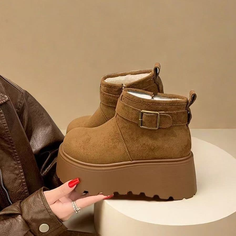 Songgao Thick Sole Snow Boots Women's 2025 New Winter Shoes Fleece Lined Thickened Northeast Cotton Boots Warm Short Boots