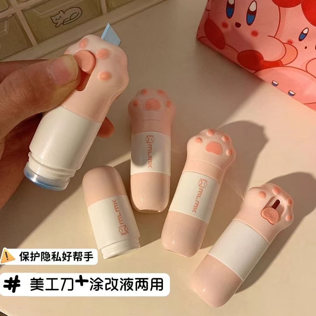 Express Slip Information Eraser Tool, Cute Cat Paw Thermal Paper Correction Fluid, Slip Coding Pen, Box Opening Knife
