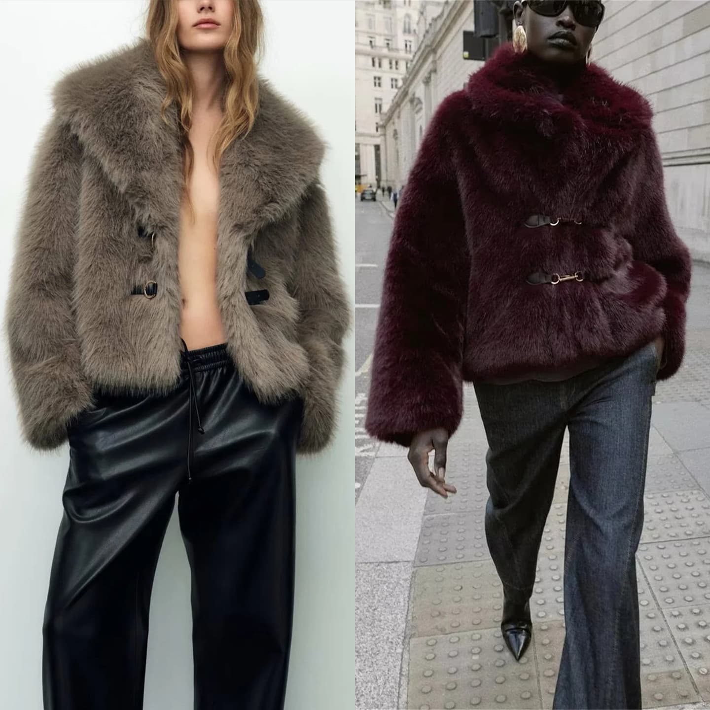 Knot Decoration Faux Fur Jacket for Women, Faux Fur Coat, Mink-Like Fur Jacket