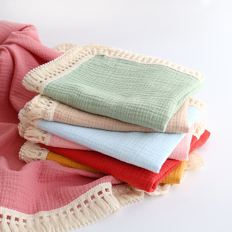 Crepe tassel blanket, infant gauze blanket, children's wrap, newborn bath towel, blanket, quilt, cross-border best-selling