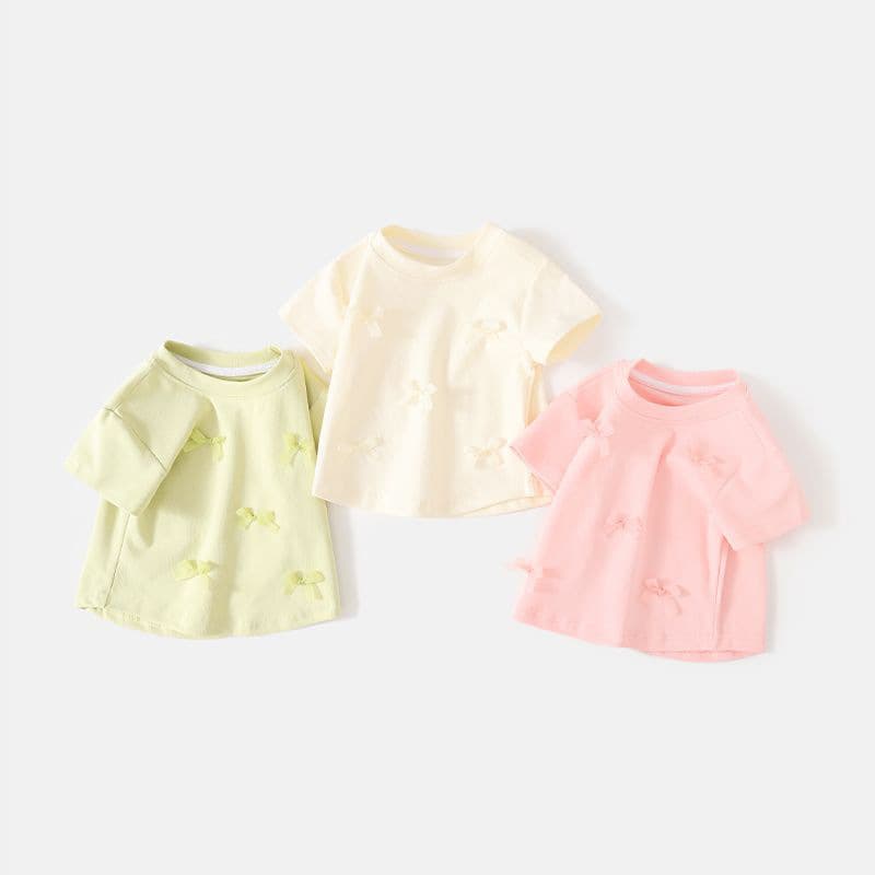Girls Short Sleeve T-Shirt Summer 2026 New Fashionable Baby Top Thin Summer Children's Clothing