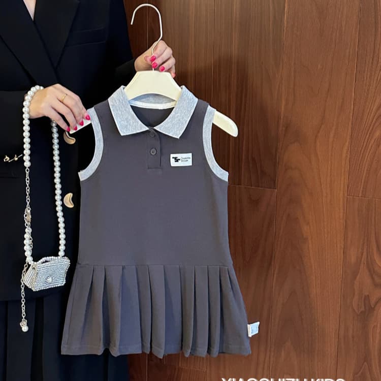 Girls Dress Summer Baby Girl Sports Style Tank Top Dress Korean Fashionable Little Girl College Style Polo Skirt