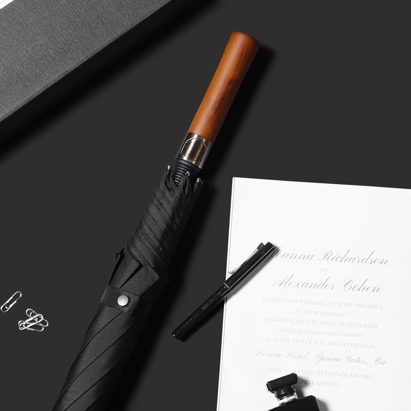 Men's Premium Wooden Handle Umbrella Long Straight Rod Rain Umbrella Advertising Umbrella Business Umbrella Golf Gift Umbrella Rain or Shine