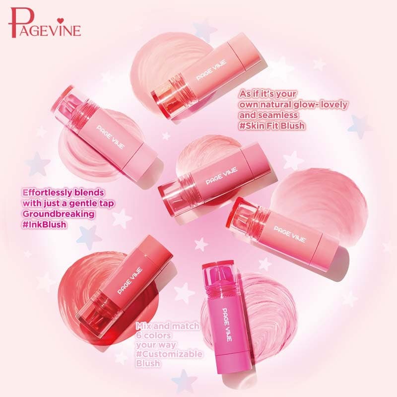 Cross-border PAGE VINE liquid blush to brighten white rouge multi-functional matte lipstick eye shadow foreign trade pink
