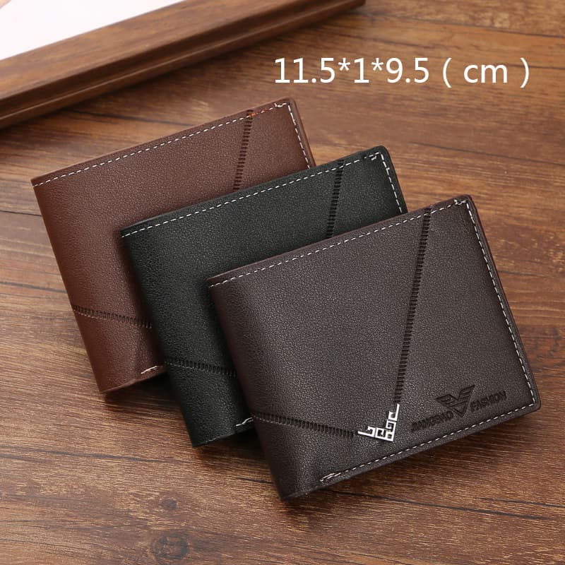 Men's Short Wallet Multi-Card Geometric Pattern Litchi Grain Texture Splicing City Simple Style PU Leather Daily Match Wallet
