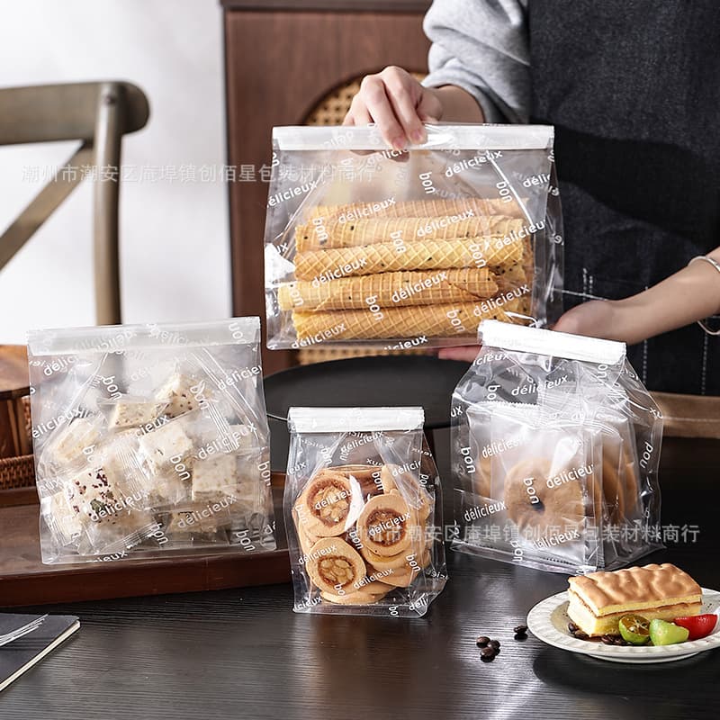 Biscuit snack snack packaging bag toast baking pastry wire curling self-sealing mini transparent packaging bag