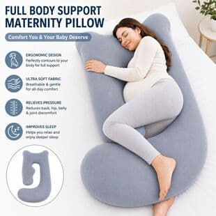Cross-border 57-inch J-shaped Pregnancy Body Pillow Gray Maternity Sleep Pillow Amazon Waist Support Side Sleeping Wedge Pillow