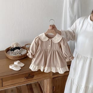 Girls' Dress Autumn 2025 New Korean-style Princess Dress with Doll Collar, Long Sleeve Baby Dress
