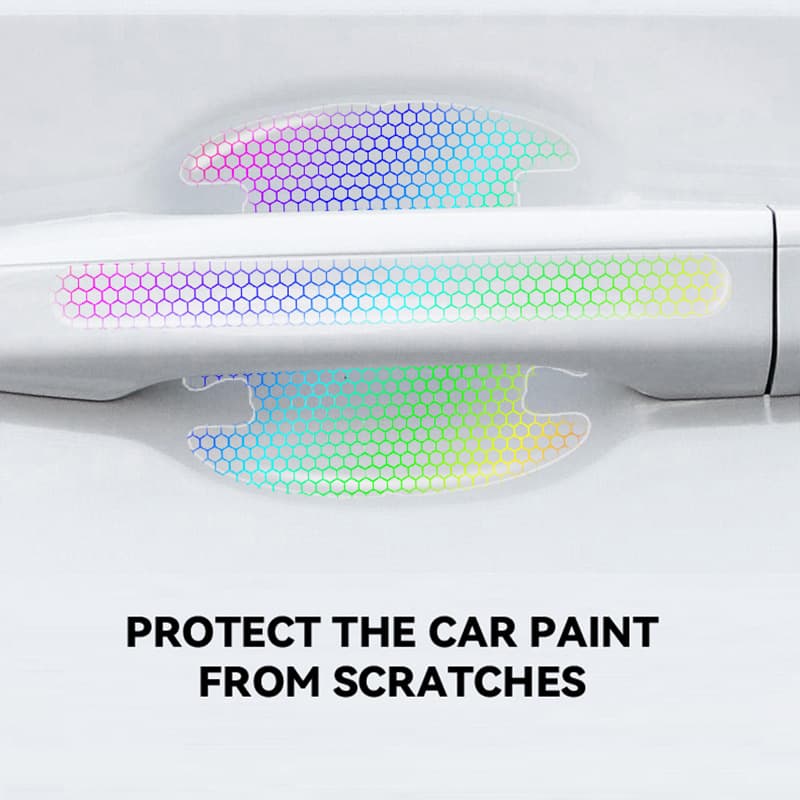 Car Door Bowl Protective Sticker Door Handle Sticker Invisible Transparent Colorful Laser Handle Door Edge Anti-Collision Strip Anti-Scratch Sticker