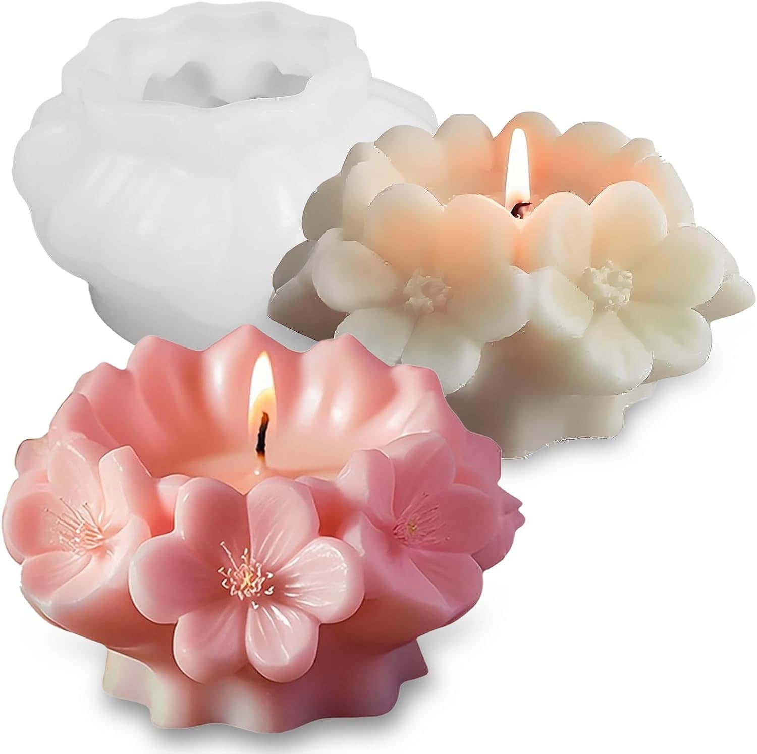 Cross-border Sakura Candle Silicone Mold DIY Sakura Cup Candle Handmade Soap Resin Candle Cup Silicone Mold