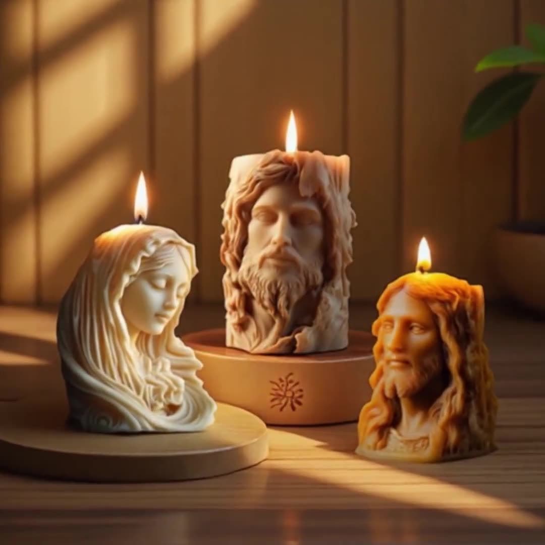 3D Religious Icon Series DIY Religious Figure Carving Scented Candle Decorative Ornament Making Silicone Mold