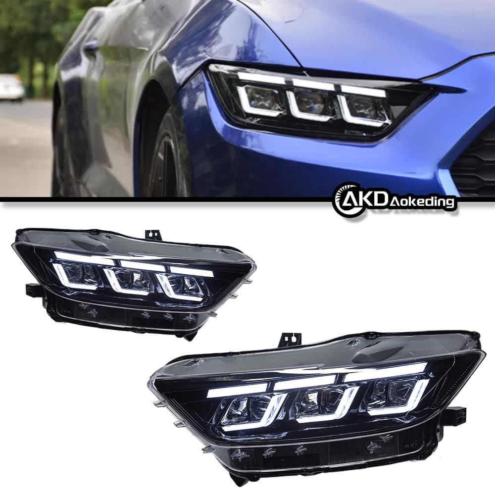 Suitable for 15-17 Ford Mustang headlight assembly Mustang modified LED daytime running light streamer turn signal