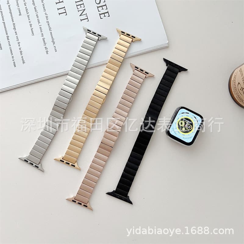 Compatible Apple Watch Band for S9/8 Ultra Slim One-Bead Stainless Steel Metal Women's Watch Strap