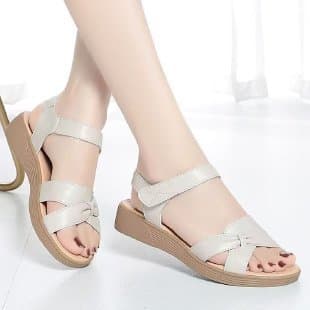 Wedge Sole Sandals Women Summer 2026 New Comfortable Versatile Velcro Soft Sole Low Heel Flat Roman Sandals Women