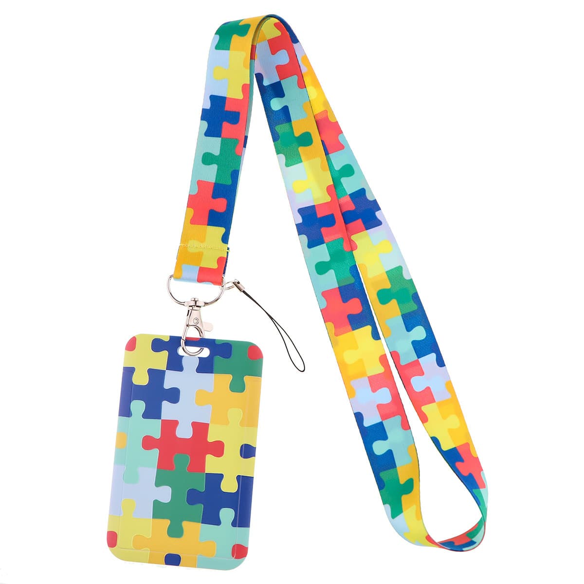 Autism Awareness Card Holder Lanyard USB Drive Camera Neck Strap Keychain Access Card Holder Student ID Badge Custom Logo Available