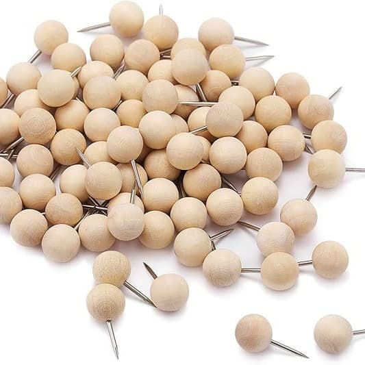 Round Spherical Wooden Thumb Tacks Creative Fixing Hanging Decorative Map Pins Soft Cork Pins Art Pins Wall Push Pins