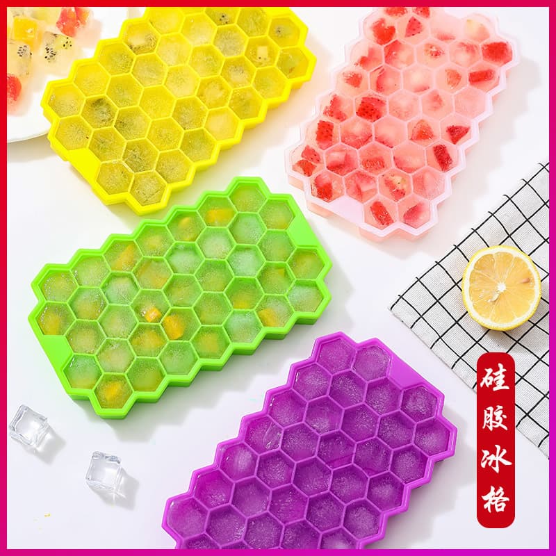 Silicone honeycomb ice tray 37 ice cube mold honeycomb creative homemade ice box ice tray cross-border DIY popsicle mold