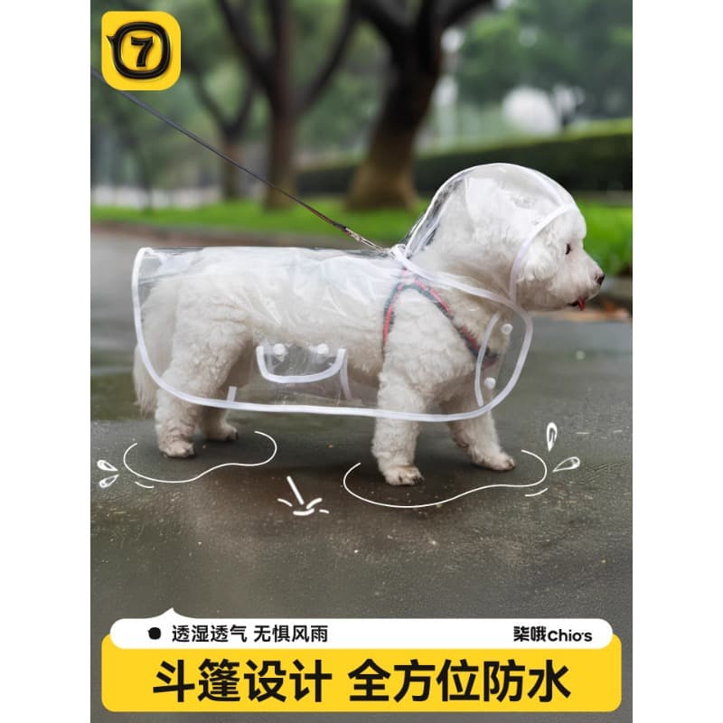 Dog Raincoat Transparent Waterproof Rain Gear for Small and Medium Dogs Bichon Teddy Pet Rain Poncho