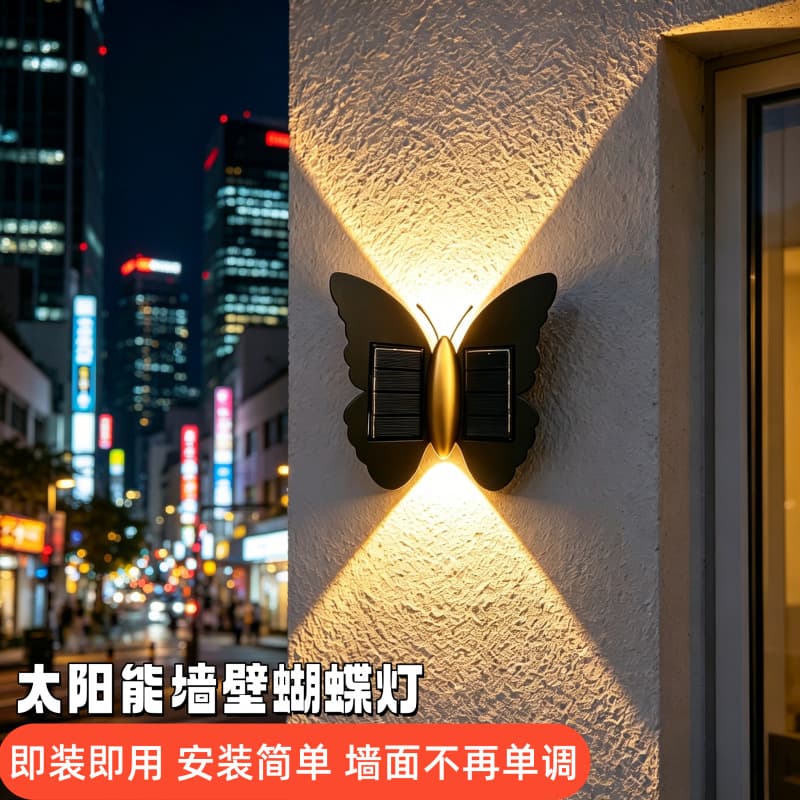 Solar Butterfly Light for Indoor Staircase Hallway Wall, Outdoor Garden Solar Light for Villa Landscape