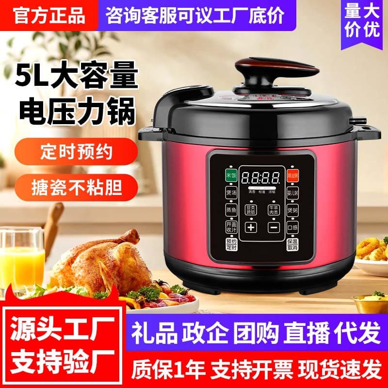 Electric Pressure Cooker 5L Large Capacity Multi-Function Rice Cooker Stew Braise Cook Gift Wholesale