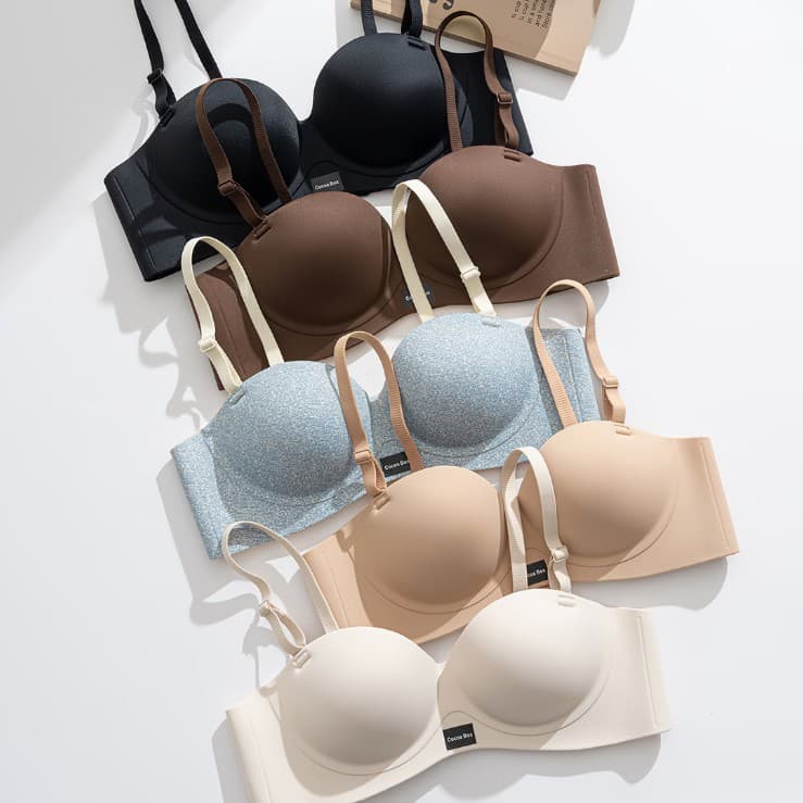 Small Bust Push-Up Bra for Women, Seamless, Wireless, Non-Slip, Strapless, Thickened 3cm, One-Piece