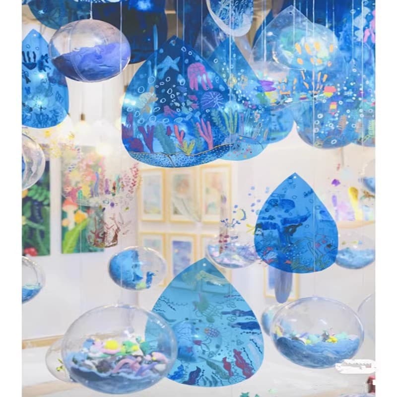 Kindergarten DIY Hanging Craft Materials - Teardrop-shaped PVC Plastic Sheets Raindrop Exhibition Doodle Board