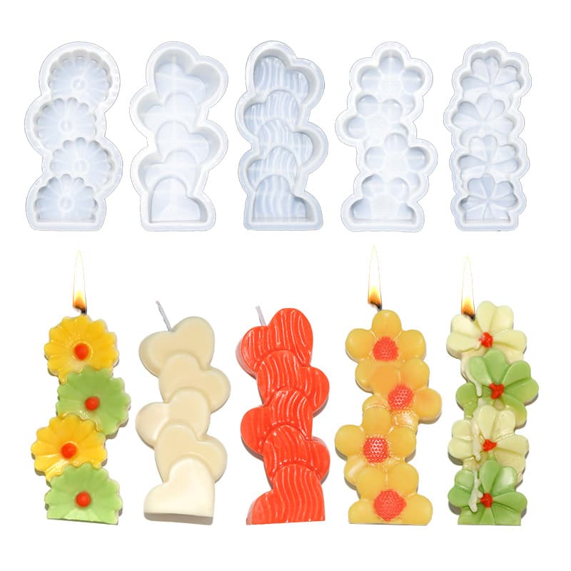 Zhongcheng Silicone DIY Mold Multi-Connected 3D Flower Heart Scented Candle Silicone Mold Cross-Border Supply