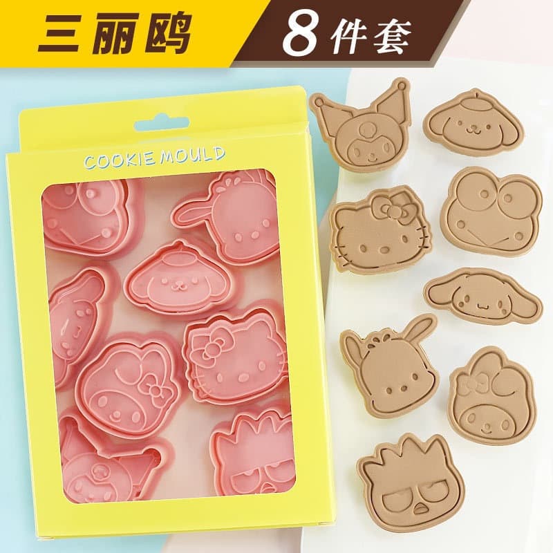 Mini Sanrio Cartoon Cookie Mold for Home Use, 3D Watermelon Press Cutter, Handmade Fondant Baking Tool