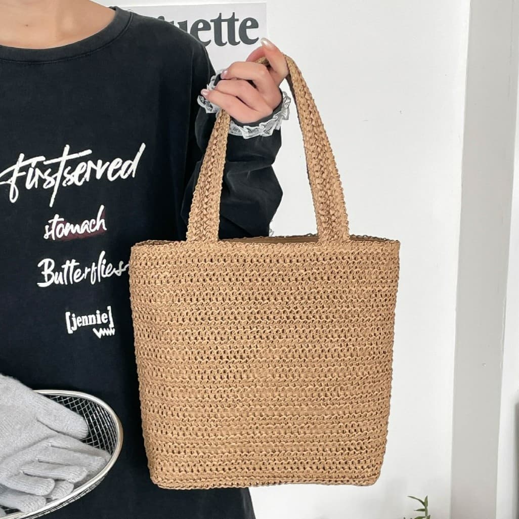 Amazon Cross-Border New Straw Bag Vacation Style Handwoven Large Capacity Hollow Out Tote Beach Bag