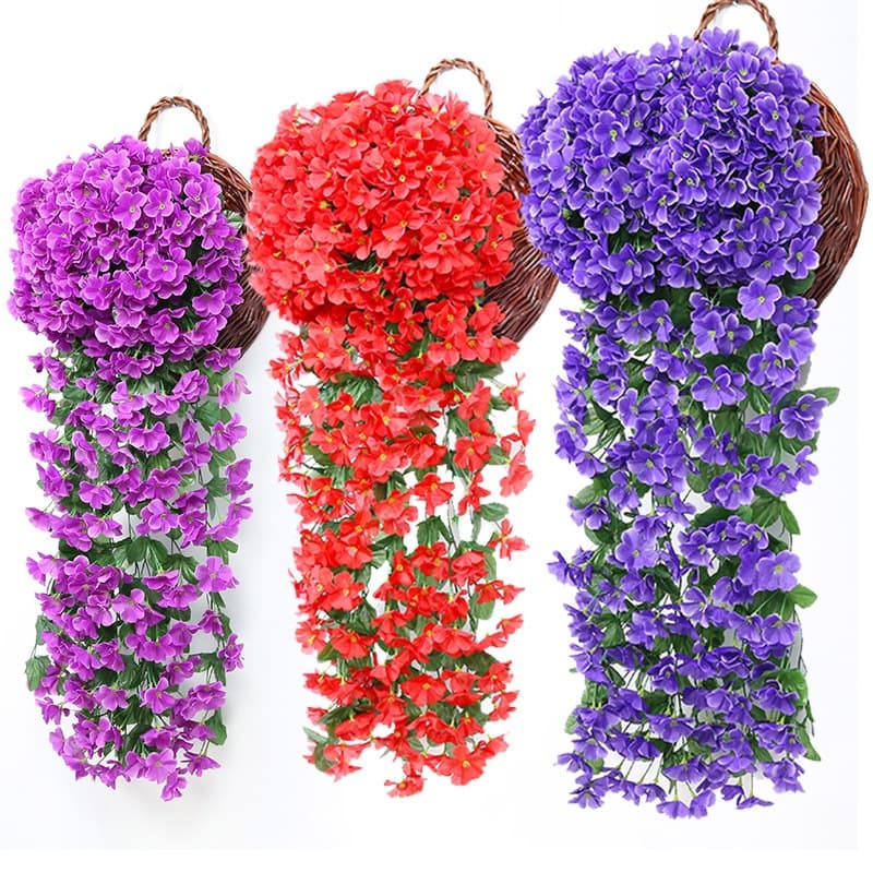 Wedding Scene Decoration Fake Flower Wall Hanging Basket Living Room Decoration Wisteria Flower Silk Flower Artificial Violet Flower Vine