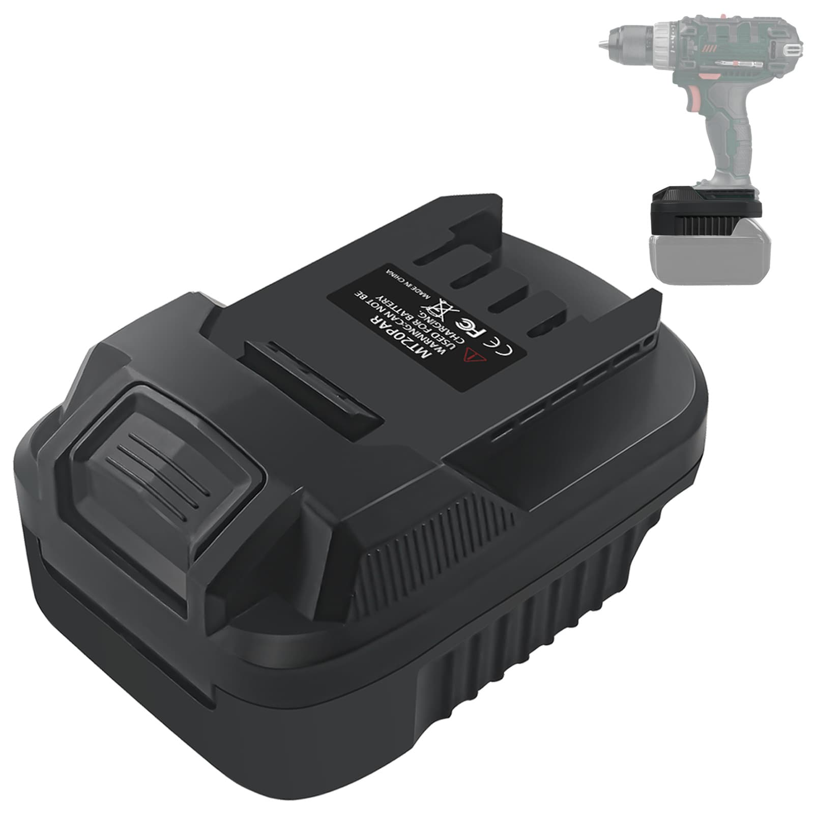 Battery adapter for Parkside tools, converts Makita/DeWalt/Milwaukee to Parkside