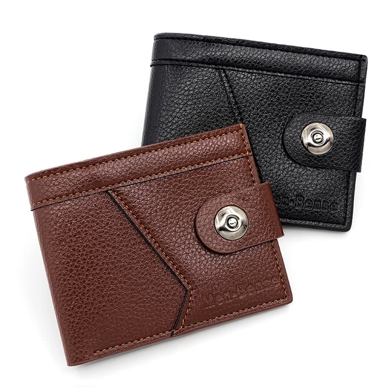 Fashion Patchwork Men's Wallet Short Style Magnetic Snap Slim Leather Card Holder Coin Purse Zipper Pocket Billfold Wholesale