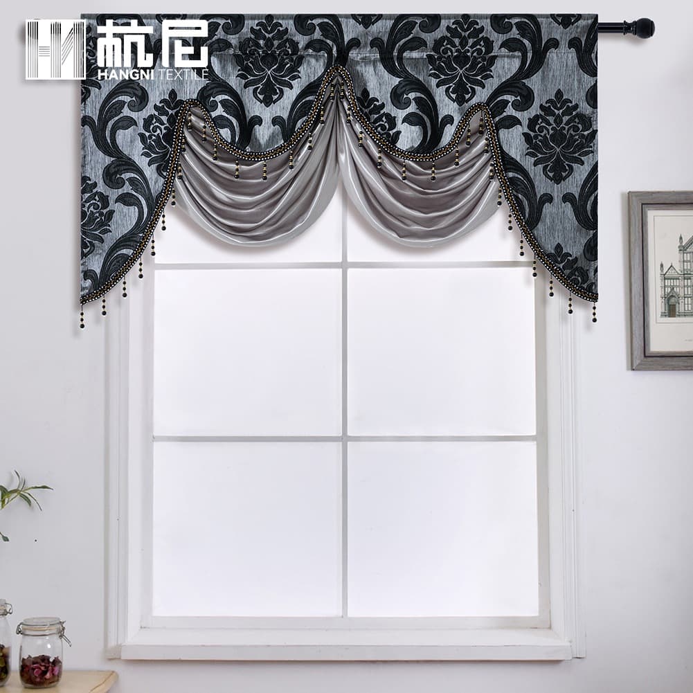 New Double Wave Fringe Valance, Jacquard Fringe Style Double Wave Double-layer Curtain Valance, Cross-border Multi-color Valance