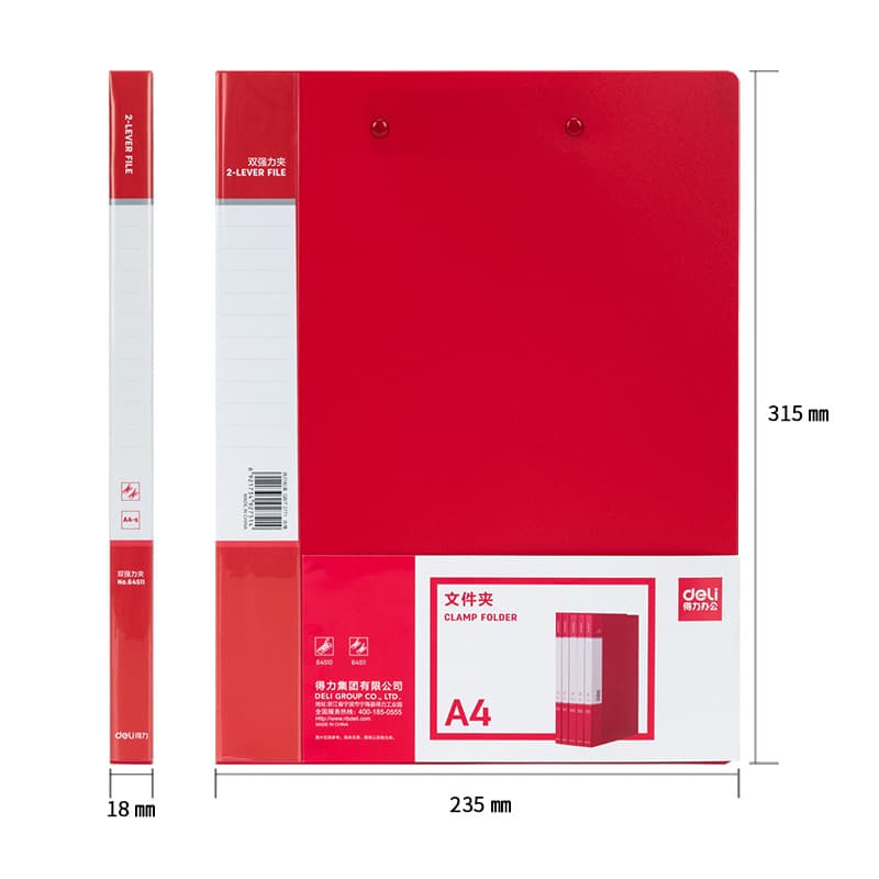 Deli 64511 China Red Double Strong Clip (Red) (Unit)