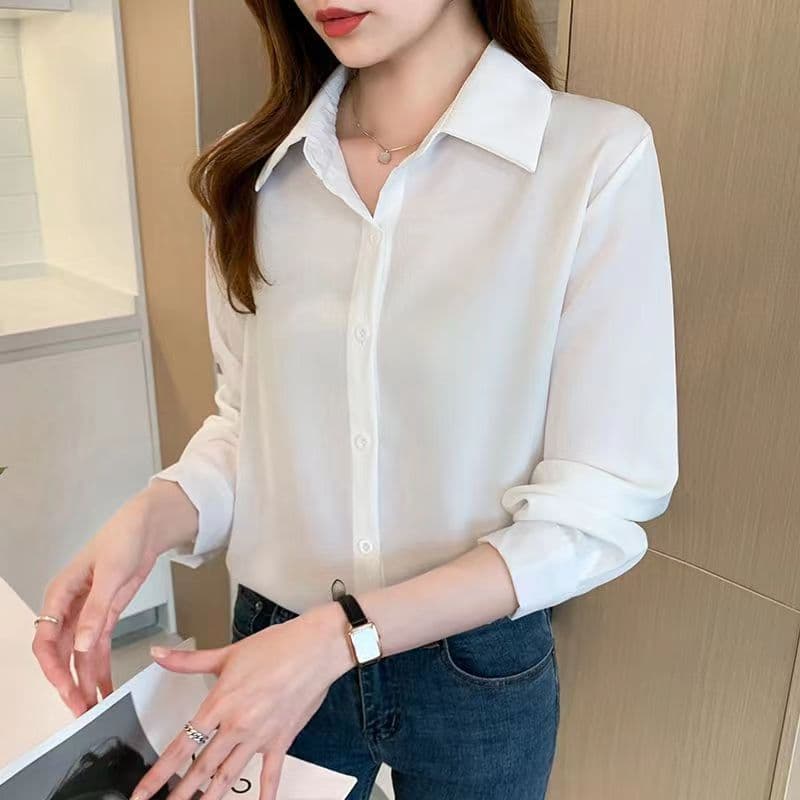 2023 Autumn/Summer New Women's Long-Sleeved Shirt, Korean Style, Professional Wear, Slim Fit, Elegant, Fashionable, Retro Lace